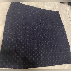 J. Crew Skirt NWT Womens Size 6 Navy Blue Eyelet Straight Knee Length Rear Zip